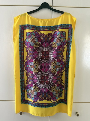 Dress large, summer yellow with bold patterns, like new