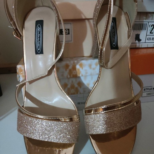 Pink gold sandals new, size 38, 8 cm heel