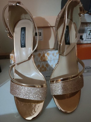 Pink gold sandals new, size 38, 8 cm heel