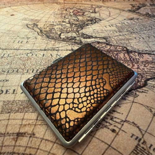Cigar Case used, metal with stingray style lining for 20 cigars
