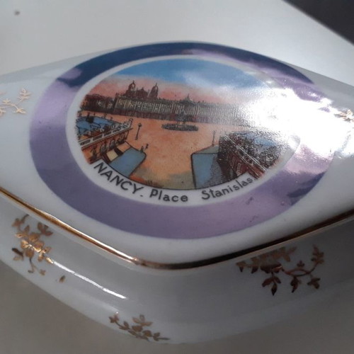 Porcelain fondant dish used, old, diamond shape 14x19cm
