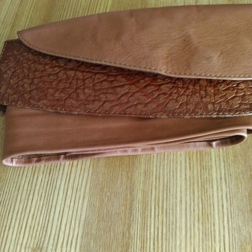 Vintage wide leather belt, brown/tan, handmade