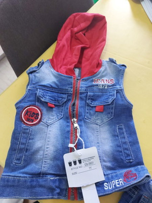 Denim set for boy 1 year old new with vest jacket, shorts and t-shirt