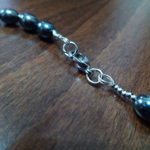 Necklace with hematite and silver elements used