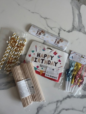 Children's Party Decoration Set in Beige Brown Shades, Like New
