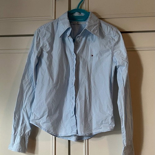 TOMMY HILFIGER, No 6, (XS), women's shirt, classic, sky blue color.