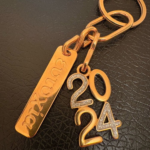 Zoulovits 2024 Keychain with 'ευτυχία' Gold Color New