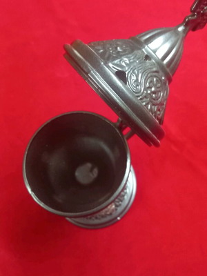 Metal incense burner new in lead color unchanged