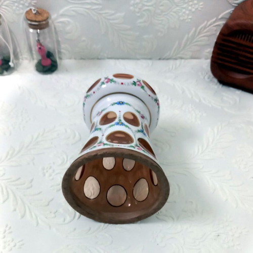 Chech Bohemian table vase like new with cut glass technique