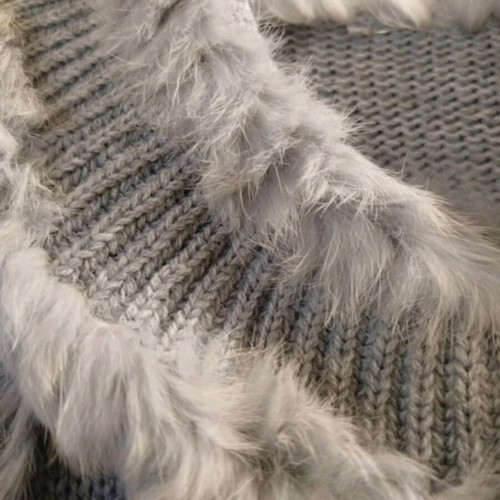 Bolero knitted with fur like new, size 140 cm, gray, for 10-12 years