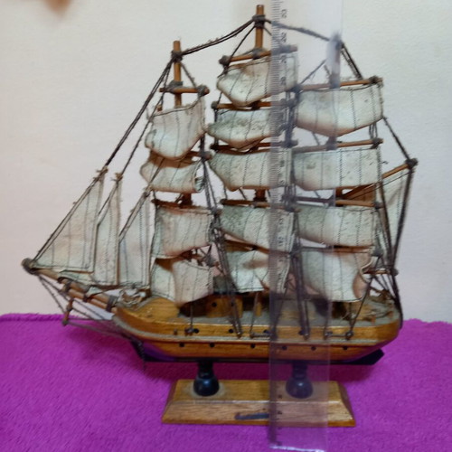 Vintage wooden Mayflower ship model used