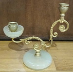 Double candlestick with alabaster base like new