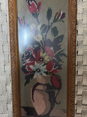 Embroidered frame with flower theme like new 54x24