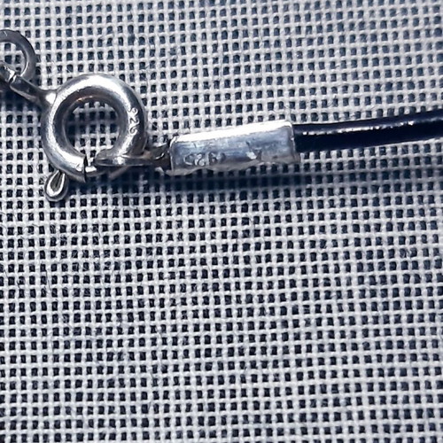 Smile Necklace Silver 925 with Genuine Black Leather Strap New
