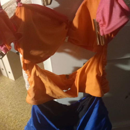SugarFree one-piece swimsuit like new, size small, black and orange