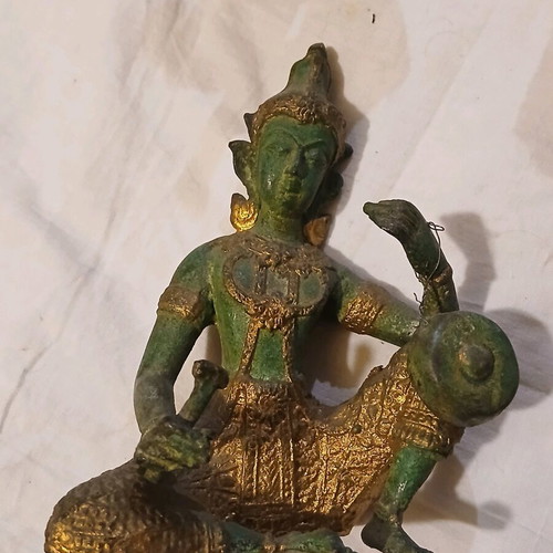 Handmade deities used, set of 4, gilded bronze