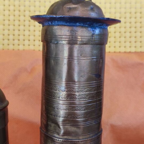 Bronze manual coffee grinders used, set of 3, collectible