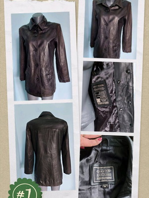 Γυναικείο δερμάτινο σακάκι τύπου πουκάμισο Oakwood μεταχειρισμένο, μαύρο