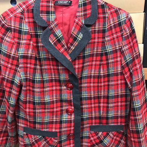 Plaid jacket Oscar woman’s collection used, No48, black and red