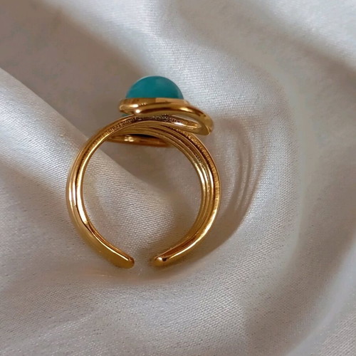 Ring stainless steel new, ancient Greek style with two blue stones