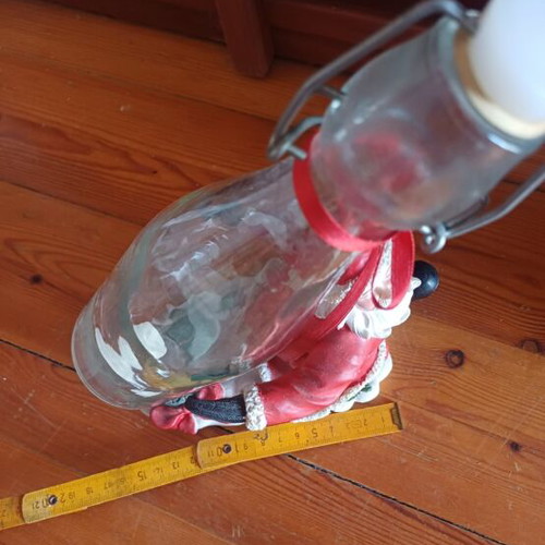 Santa Claus Christmas Tabletop Bottle Holder with 500ml Glass Bottle