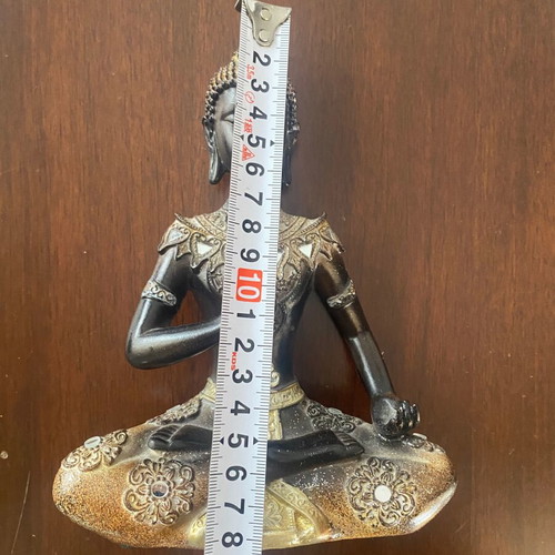Brown decorative Buddha statue in meditation pose with gold details new