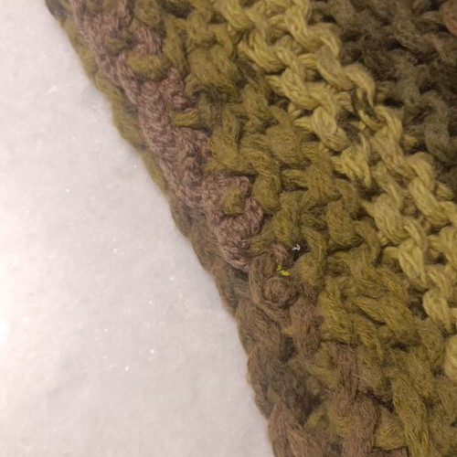 Handmade knit cowl scarf in green tones