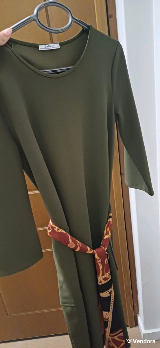 Zara dress like new, dark olive with -  16,00 - Vendora.cy