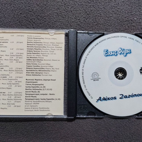 Alekos Zazopoulos Echeis Fygei CD, laiko