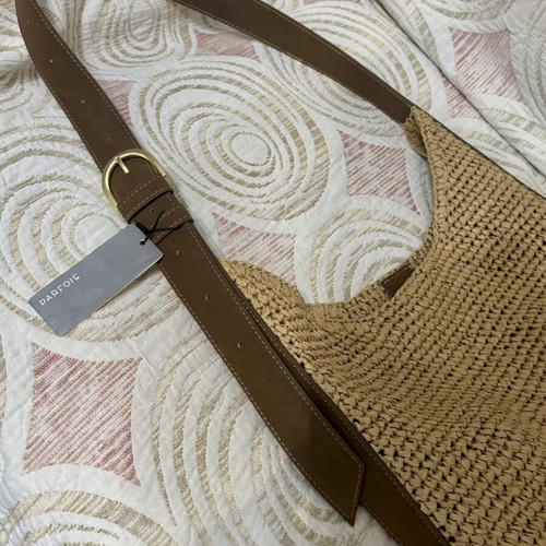 Parfois shoulder bag with straw effect, medium size
