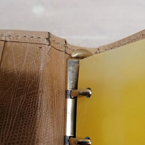 Leather organizer with sun damage