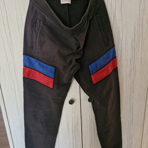 Moncler boys' sweatpants like new, black with red and blue stripes