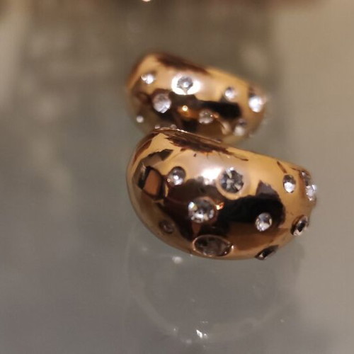 Gold earrings with rhinestones new