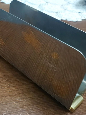 Vintage Inox 18/10 and 24K gold napkin holder like new