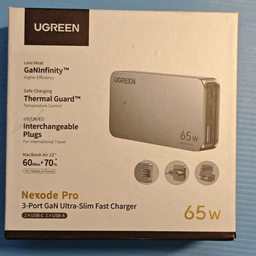 Ugreen Nexode Pro 65W GaN USB C charger new, 3-port fast charging