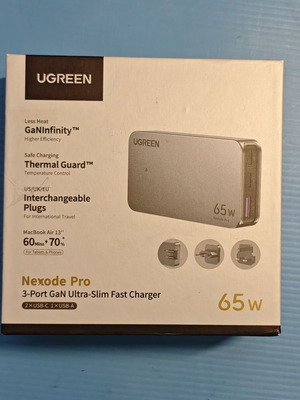 Ugreen Nexode Pro 65W GaN USB C charger new, 3-port fast charging