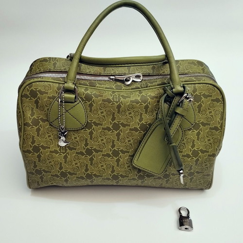 Celine Carriage Pattern handbag like new, green with case and lock