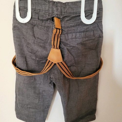 Orchestra baby set 6-9 months, knitted sweater and lined pants with suspenders