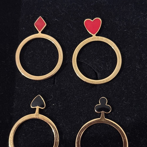 Moschino Cheap and Chic set of 4 playing card symbol rings like new