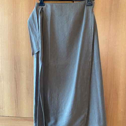 Midi skirt new with wide belt khaki, 100% cotton