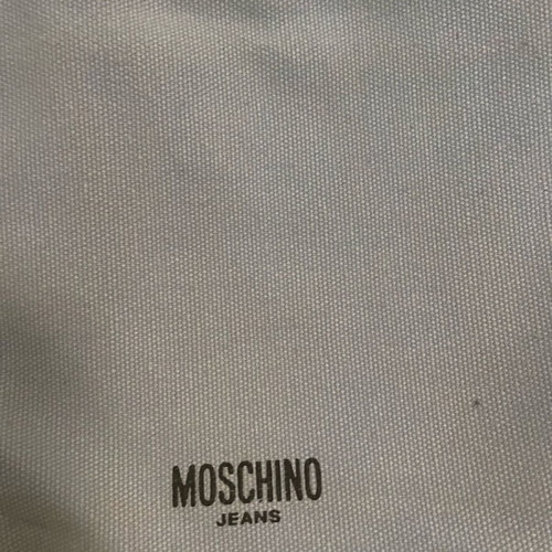 Moschino shoulder bag and denim pouch used, cotton and leather