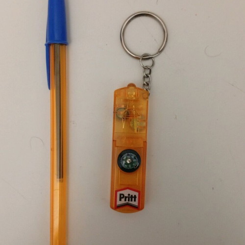 Pritt Stick Key Chain Whistle LED Flashlight Compass used