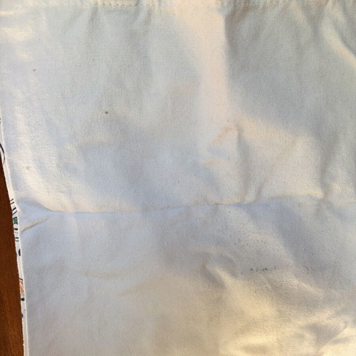 Fabric shoulder bag used with Mickey design, white