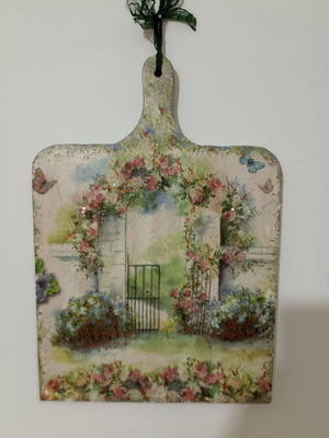 Decorative handmade cutting board with decoupage, new, wooden
