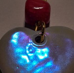 Earrings with ceramic heart and fuchsia nephrite, like new
