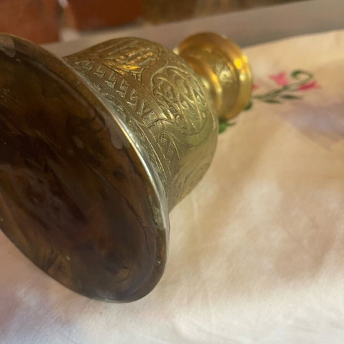 Engraved brass hookah, 50 cm, 100 years old from Constantinople
