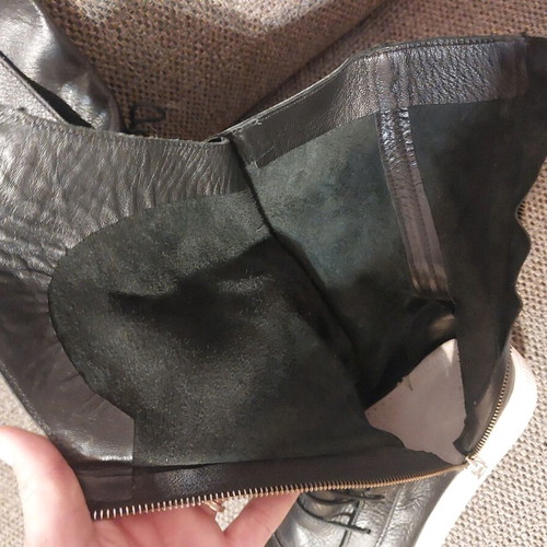 Leather Black Gladiator Boots Handmade Like New with White Sole