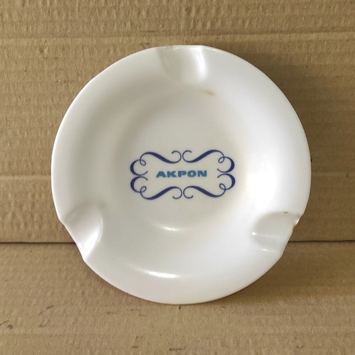 Akron Ilion Krystal ashtray used, white bakelite