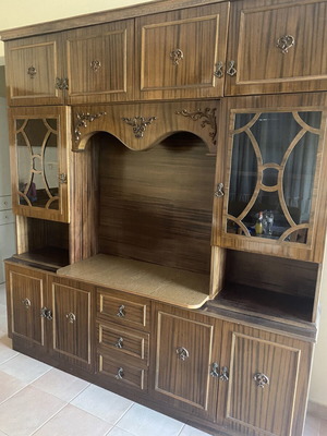 Antique cabinet like new with detailed hand-carved woodwork