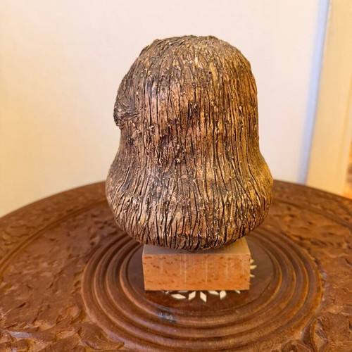 Vintage female bust decorative head 18 cm on wooden base like new
